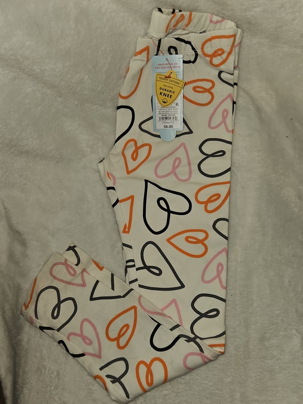 Cat & Jack Cream Pajama Pants with Heart Print